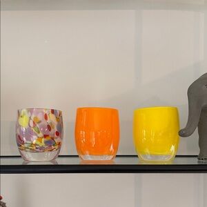 Orange Glass Candle Holder